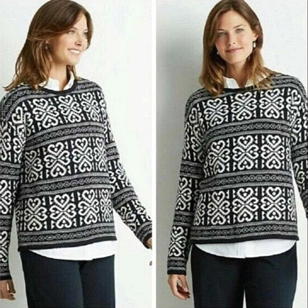 J. Jill Wool Blend Crew Neck Fuzzy Sweater Size M